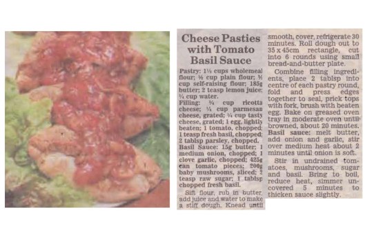 Cheese Pasties with Tomato Basil Sauce