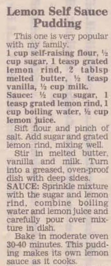 Lemon Self Sauce Pudding
