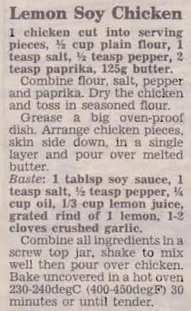 Baked Lemon Soy Chicken