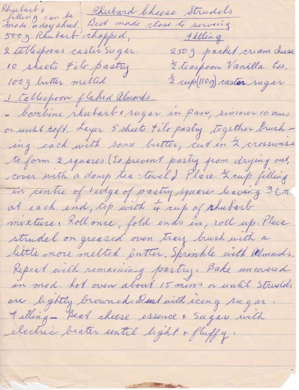 Rhubarb Cheese Strudels