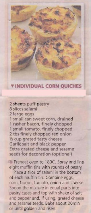 Individual Corn Quiches