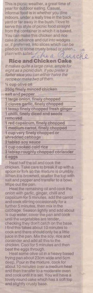 Rice and Chicken Cake