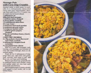 Sausage Pots with Corn Chip Crumble