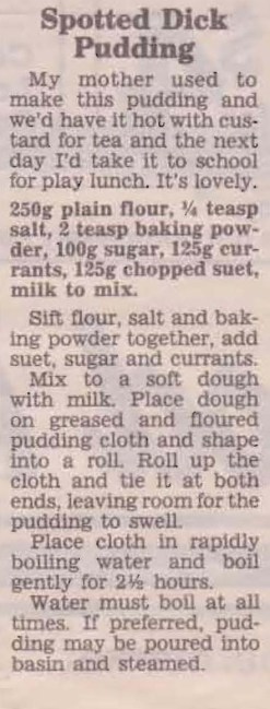 Spotted Dick Pudding