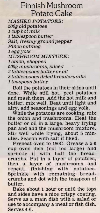 Finnish Mushroom Potato Cake